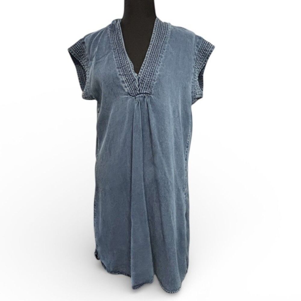 LOGG Tunic Chambray Dress Short Sleeve Lyocell Soft Denim Comfort